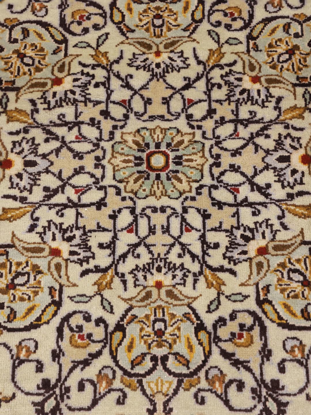 Hand-knotted Keshan rug from the Middle East in beige tones