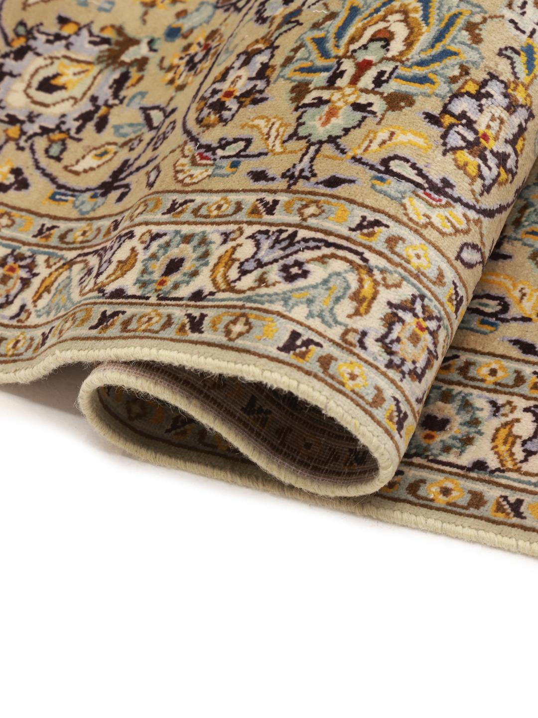 Hand-knotted Keshan rug from the Middle East in beige tones