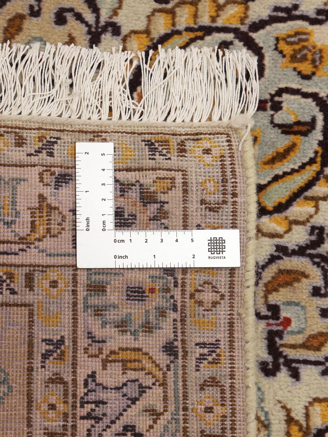 Hand-knotted Keshan rug from the Middle East in beige tones