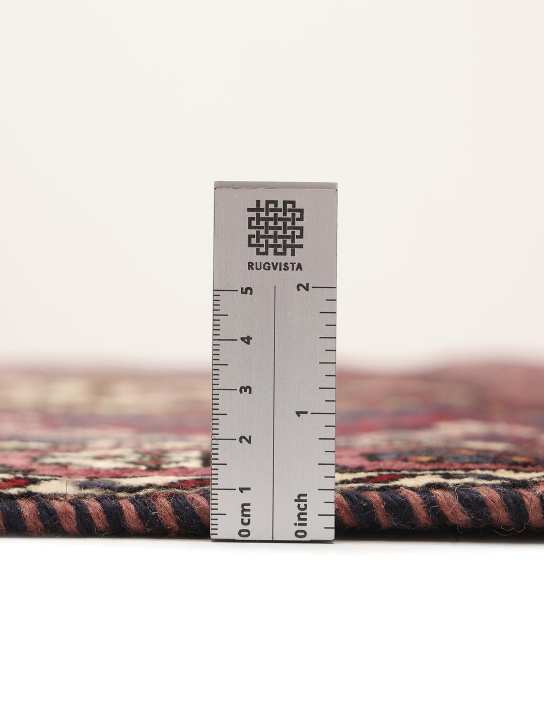 Handgeknoopt Afshar Shahre Babak-tapijt met rode en donkerblauwe geometrische motieven