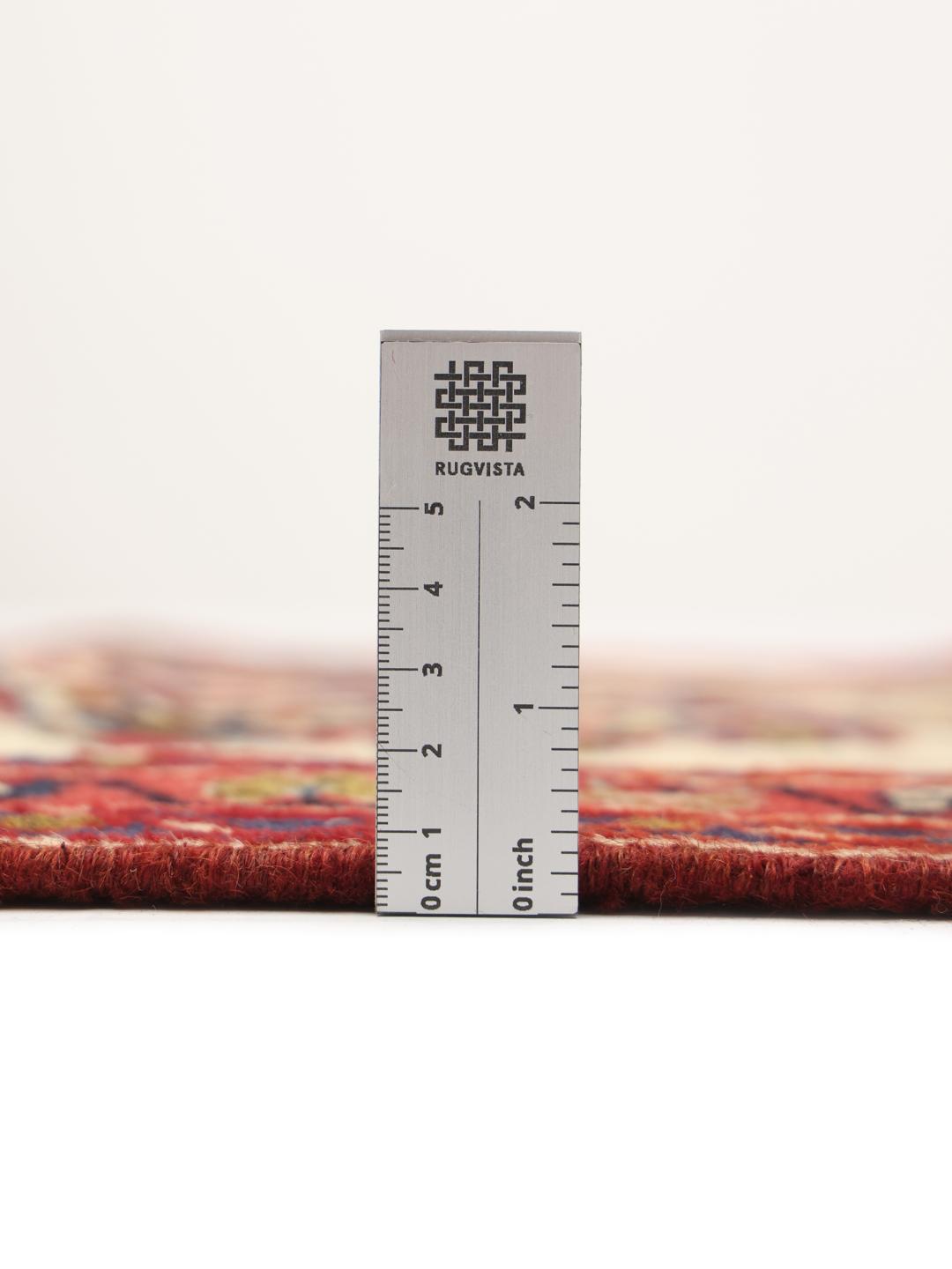Handgeknoopt Lillian-tapijt met bloemenmedaillon in rode en beige tinten