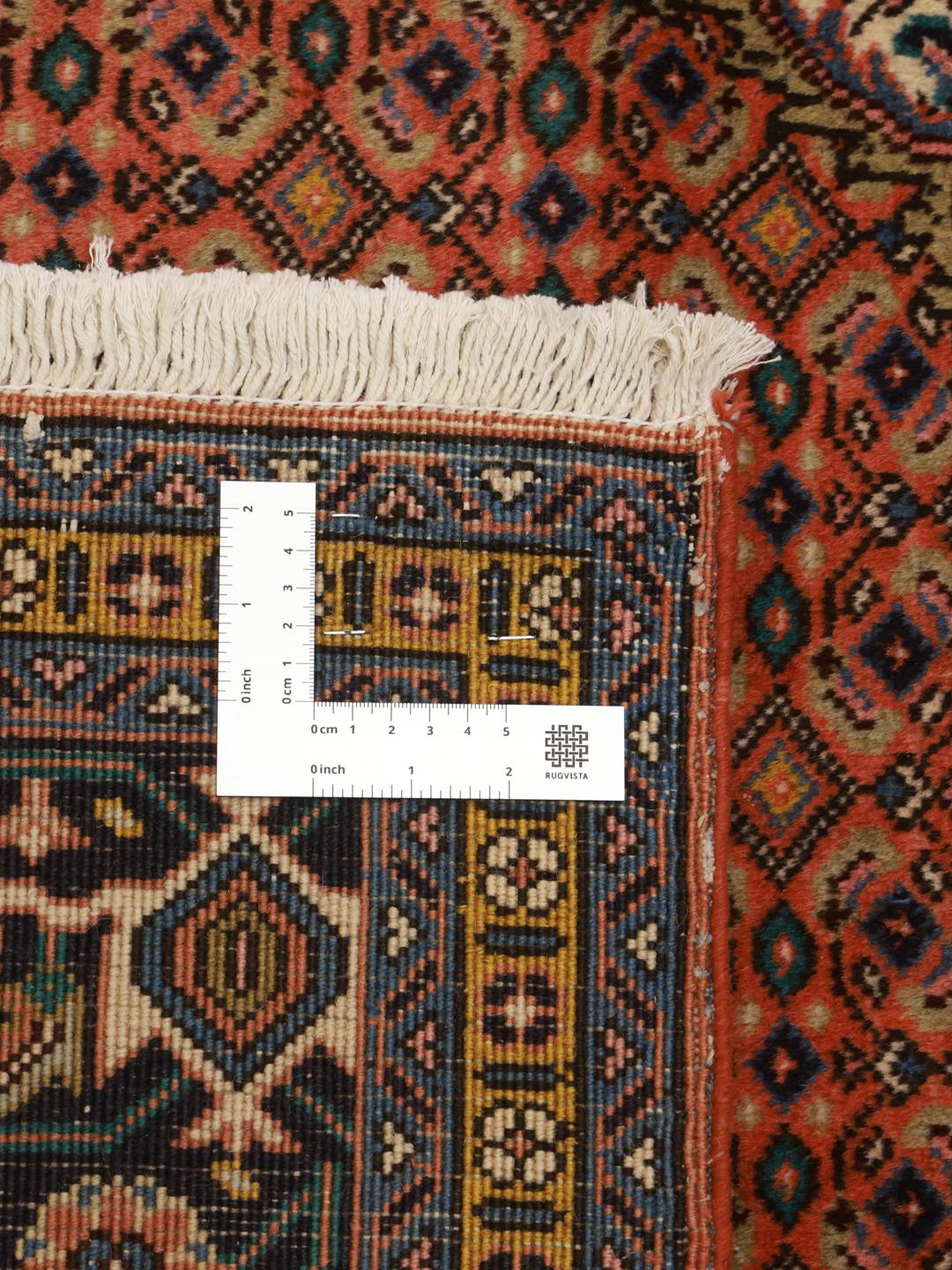 Handgeknoopt Ardebil-tapijt met een donkerrood en beige traditioneel medaillonpatroon