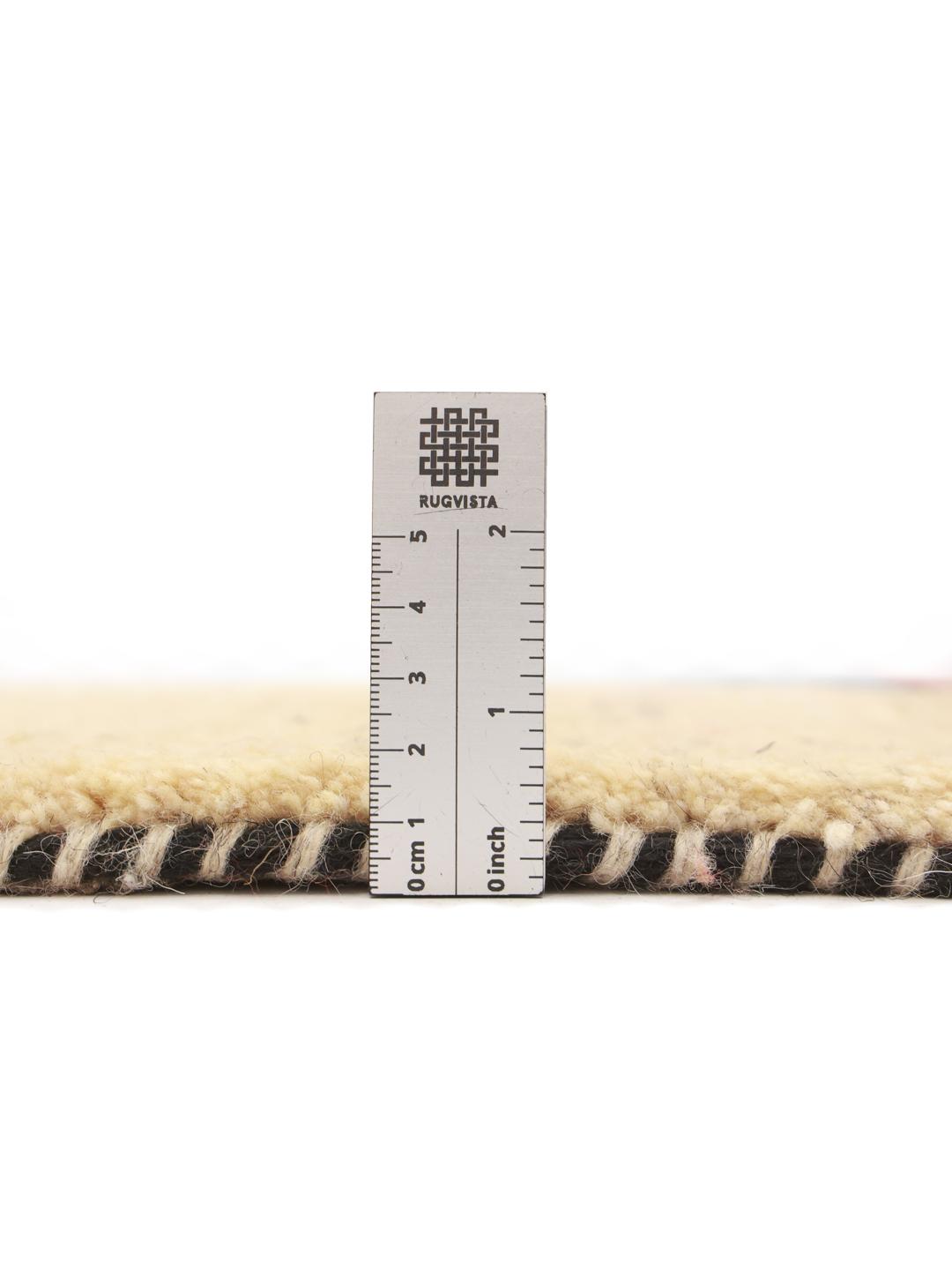 Hand-knotted Gabbeh rug from the Middle East in multicolour