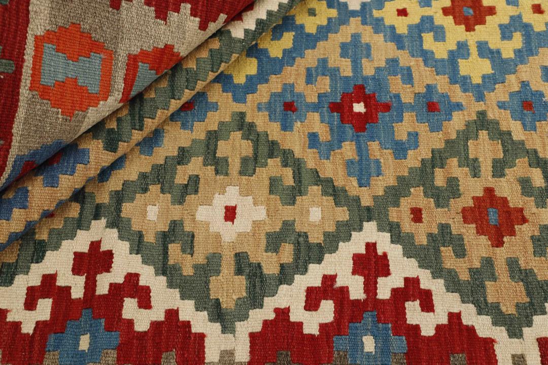 Håndvævet flerfarvet Kilim Qashqai-tæppe fra Mellemøsten