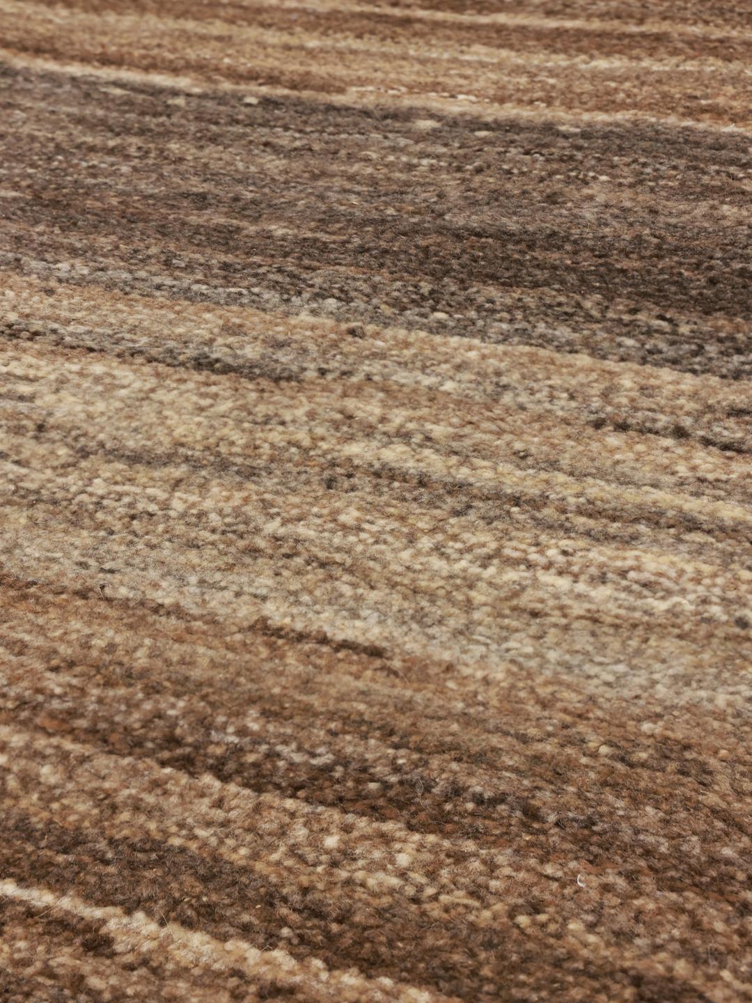 Hand-knotted Gabbeh rug from the Middle East in brown tones
