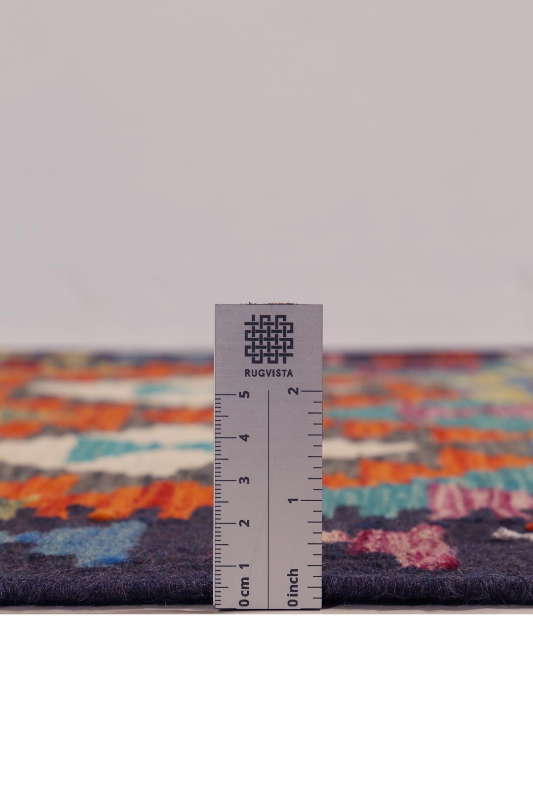 Tappeto runner afghano tessuto a mano con motivo geometrico multicolore