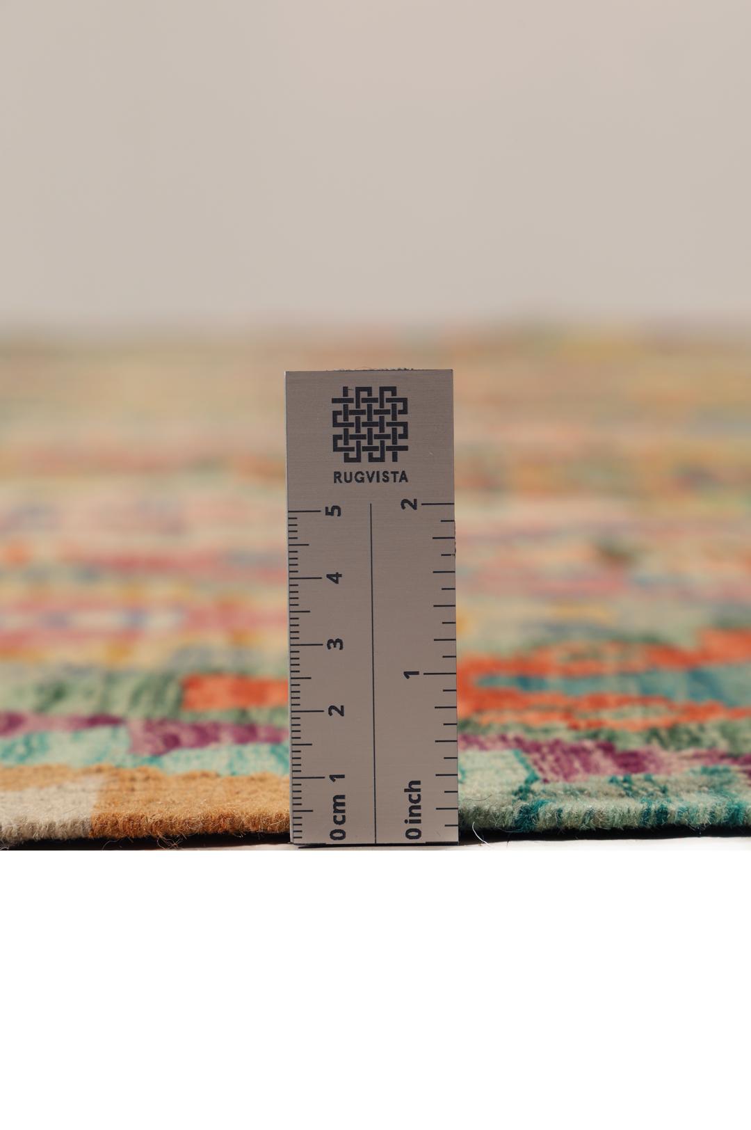 Tapis Kelim afghan tissé à la main avec un motif géométrique en losange coloré
