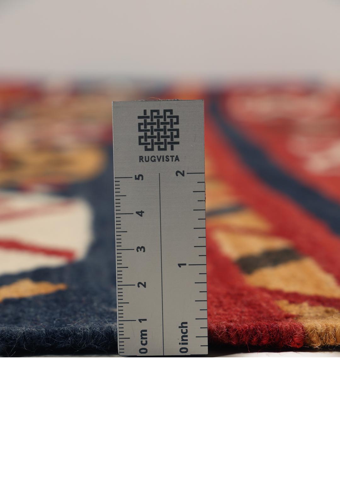 Håndvævet Kilim-tæppe fra Afghanistan i mange farver med geometriske mønstre
