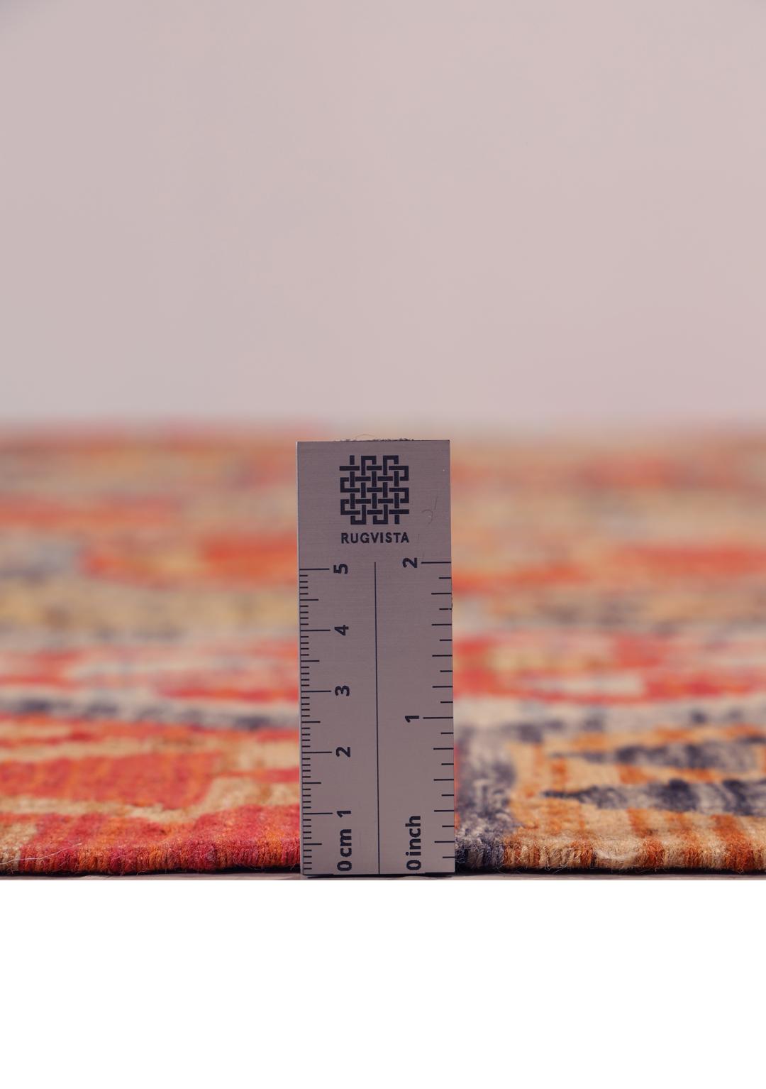 Hand-woven Afghan Kelim rug with geometric patterns in multicolour