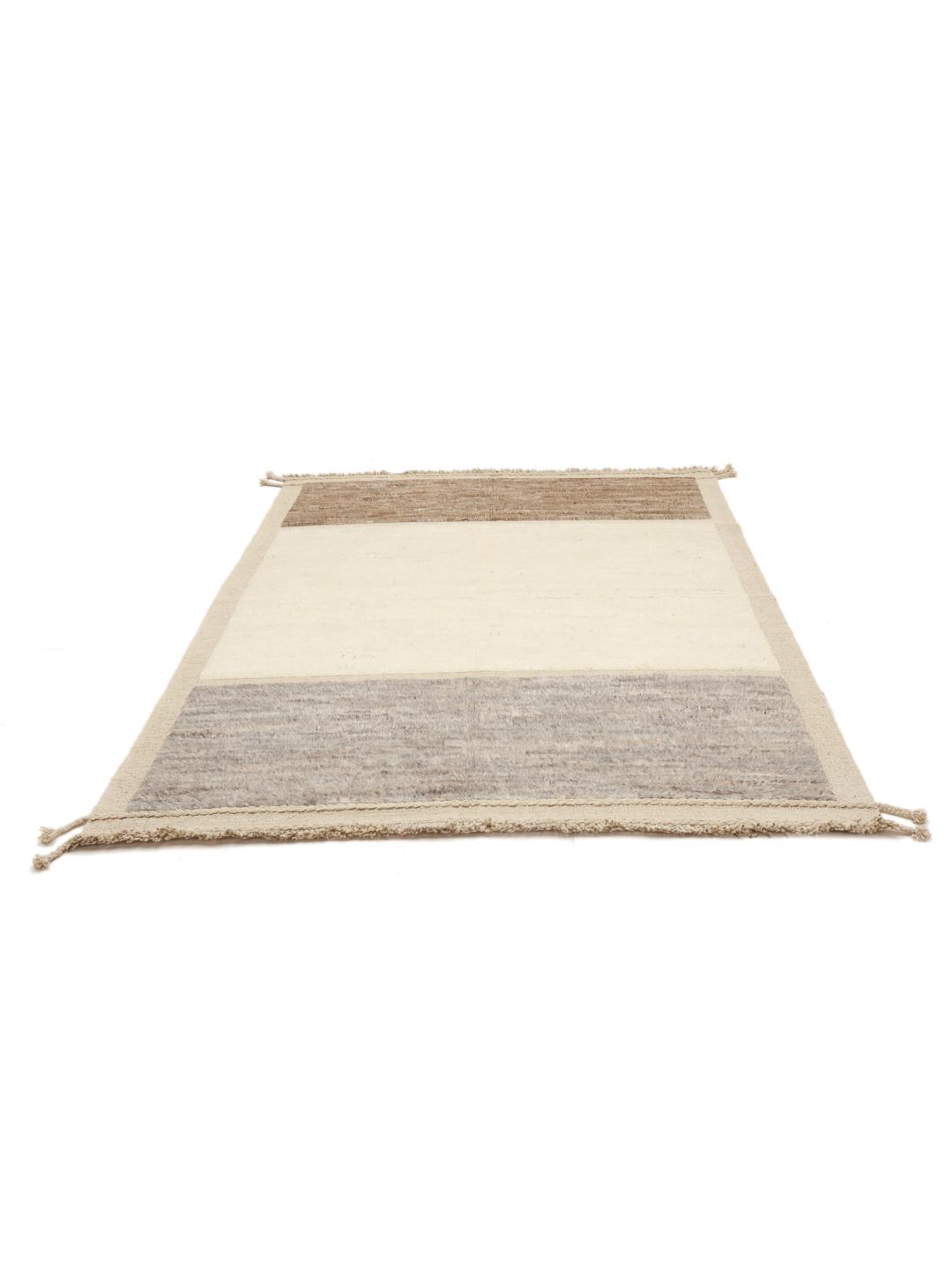 Handgemaakt Berberstijl wollen tapijt uit Afghanistan met kleurvlakken in beige, grijs en bruin