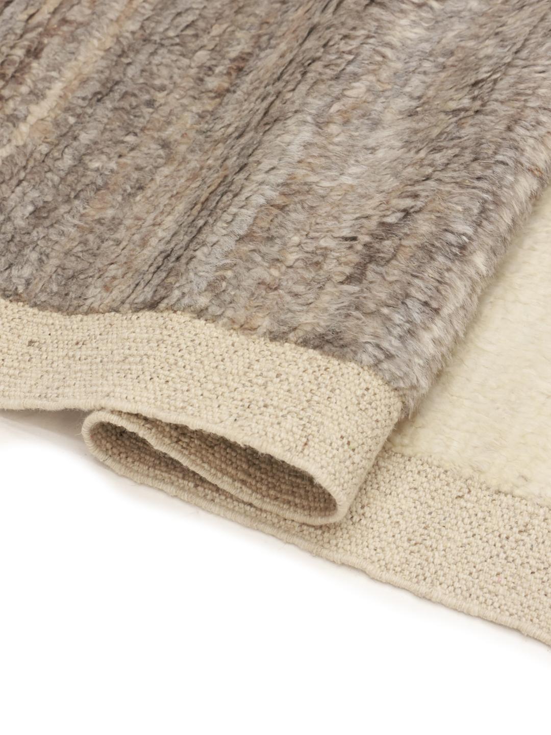 Handgemaakt Berberstijl wollen tapijt uit Afghanistan met kleurvlakken in beige, grijs en bruin