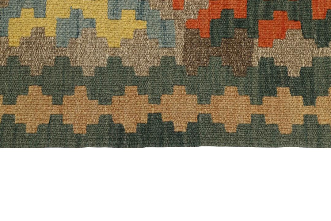 Handgeweven veelkleurig Kilim Qashqai kleed met geometrische ruitpatronen