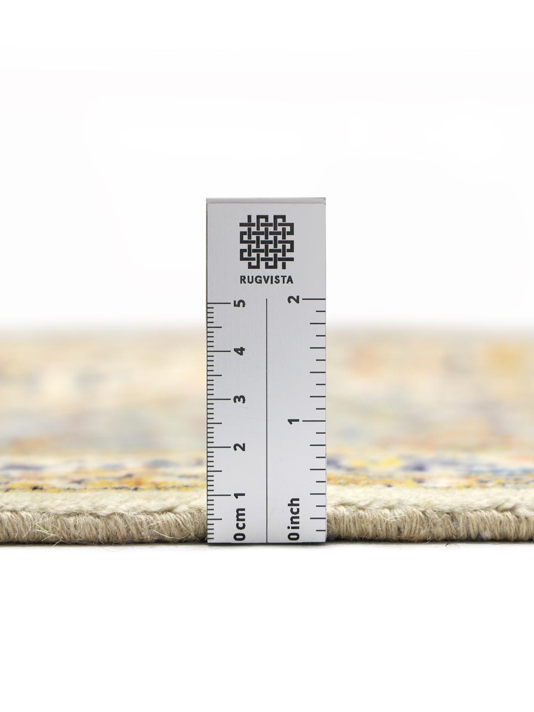 Handgeknoopt Keshan tapijt uit het Midden-Oosten in beige en blauwe tinten