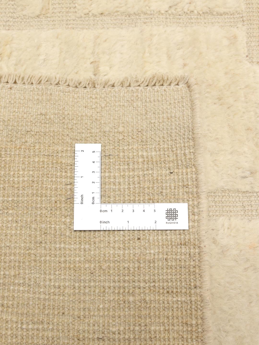 Tapis afghan noué à la main avec motif géométrique minimaliste en beige