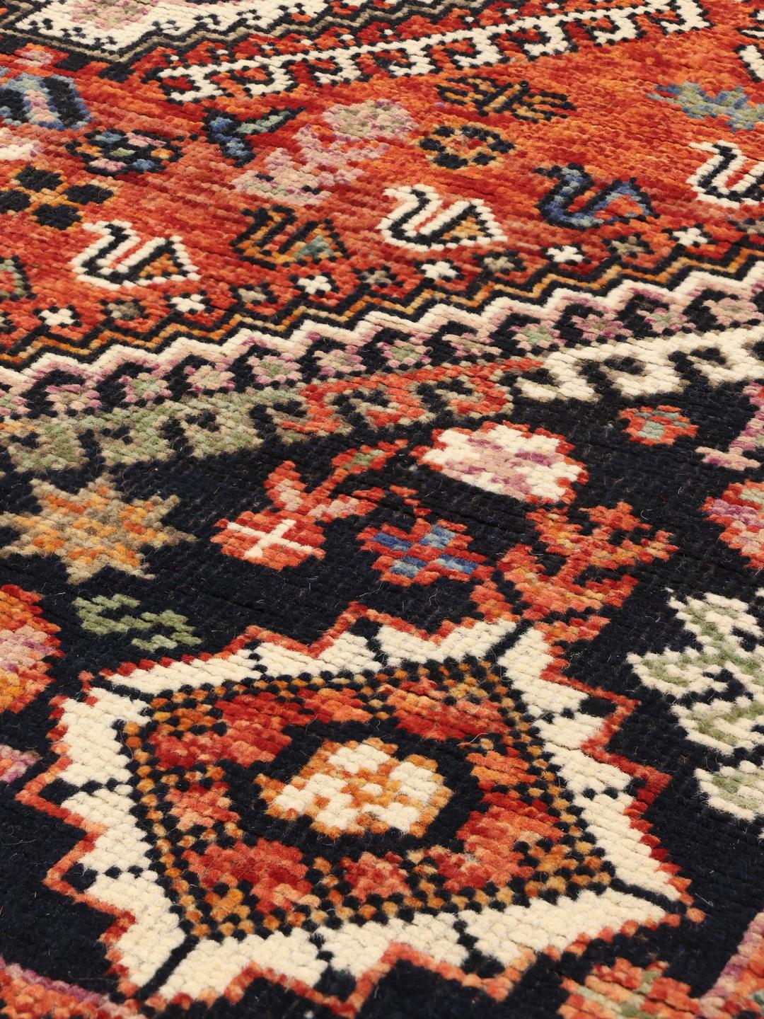 Handgeknoopt Afghaans Kazak-tapijt met een veelkleurig geometrisch ontwerp