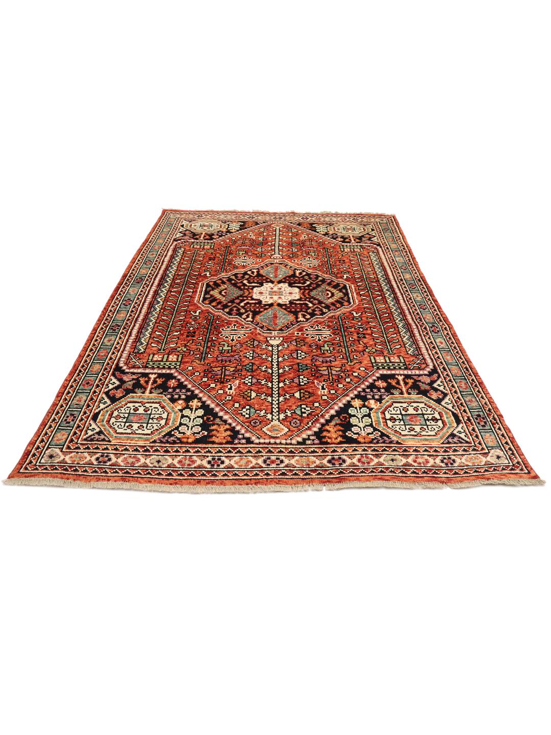 Tapis Kazak noué à la main provenant d'Afghanistan dans des tons rouge et bleu foncé