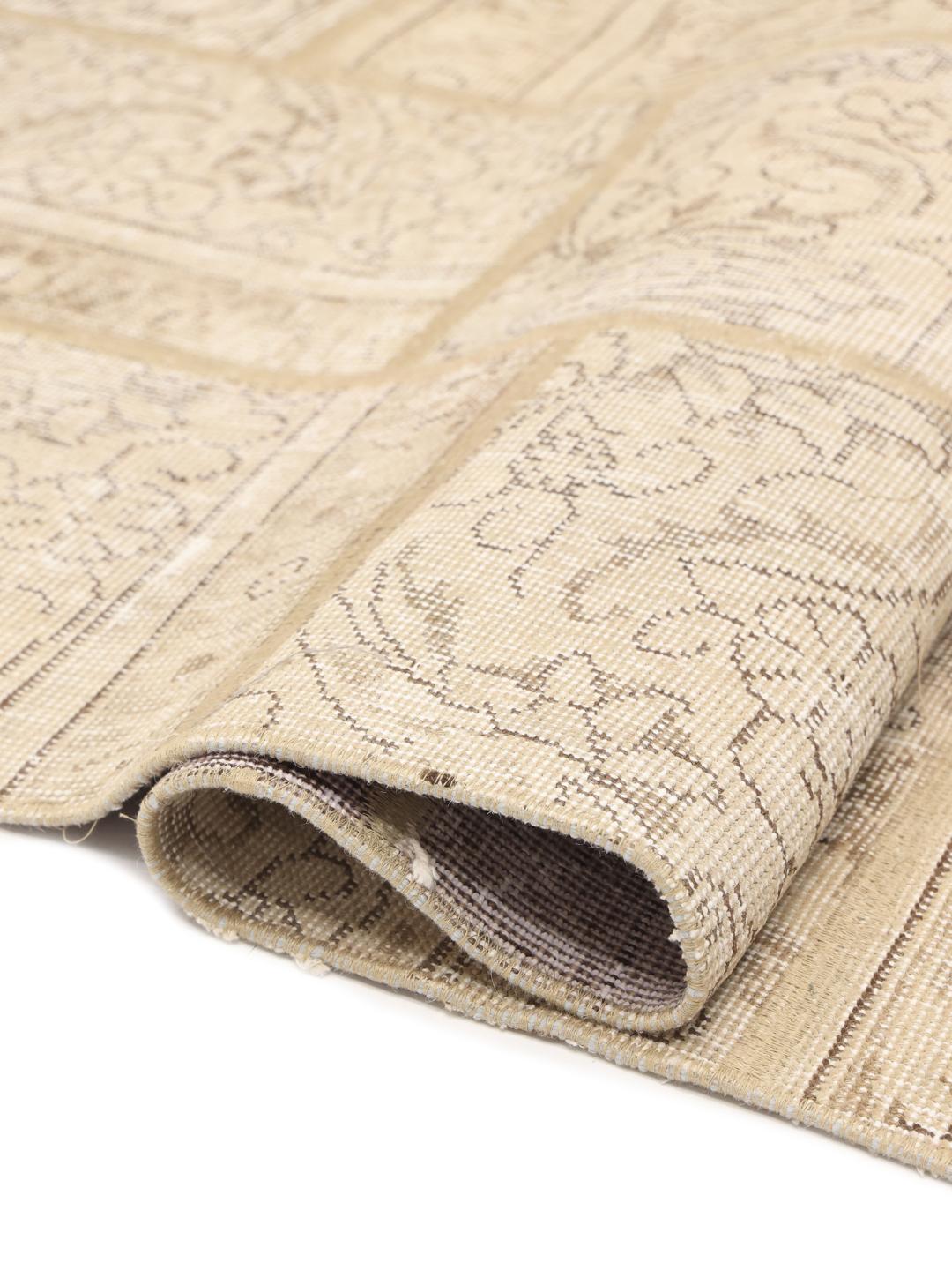 Håndknyttet patchwork-teppe fra Midtøsten i beige toner
