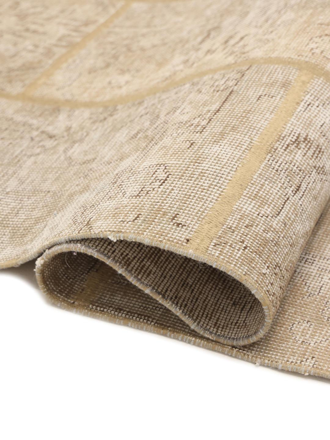 Kvadratisk håndlavet patchwork-tæppe fra Mellemøsten i beige nuancer