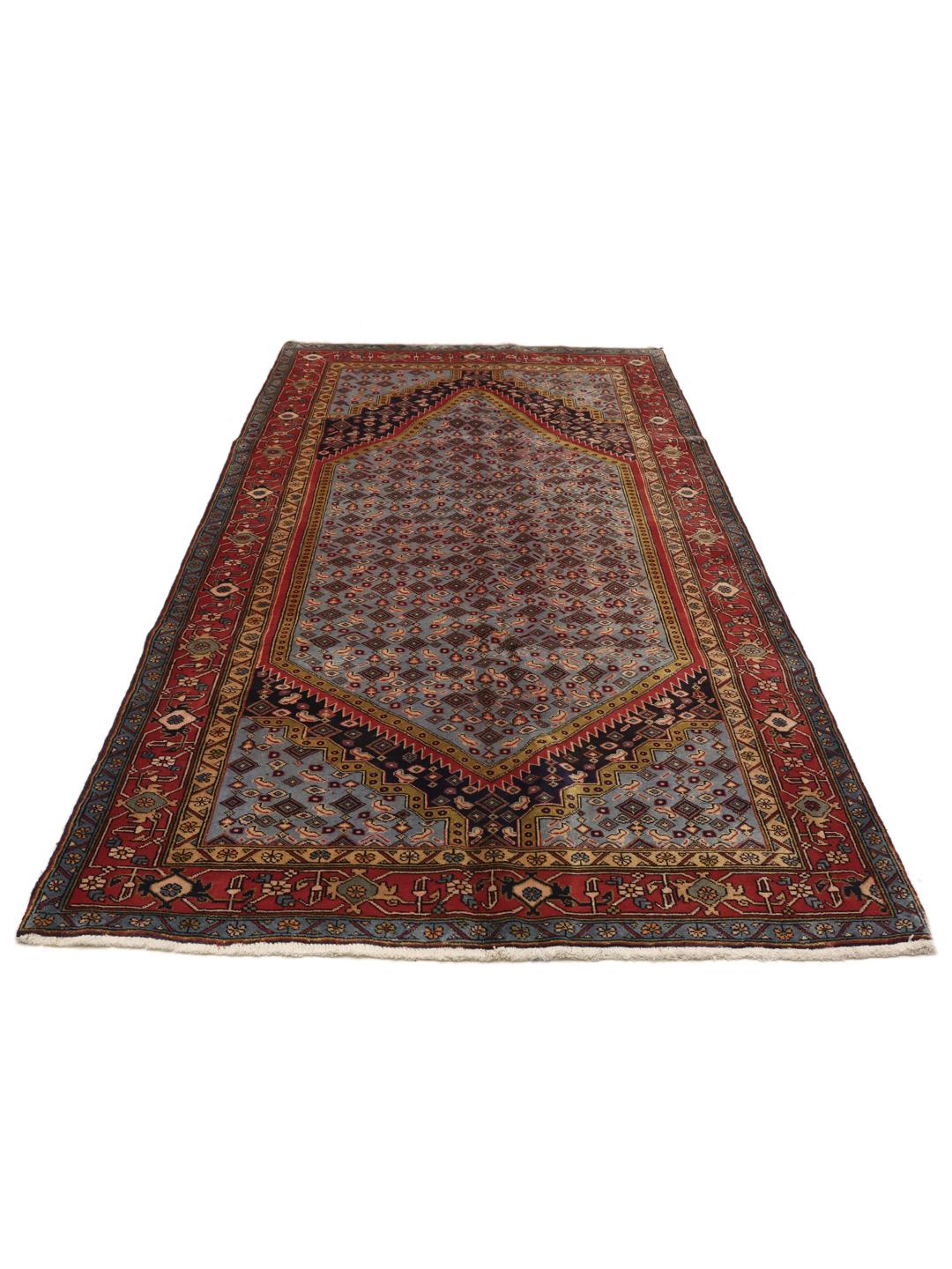 Tapis Ardebil noué à la main en bleu clair et rouge