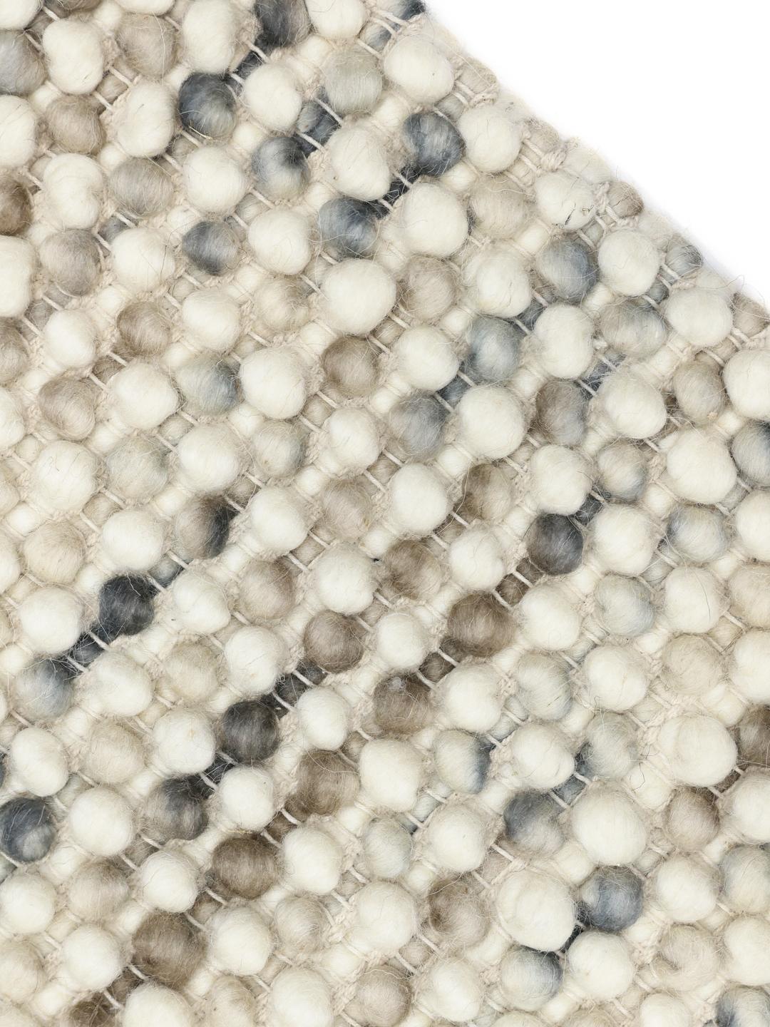 Handgeweven grijze en beige wollen loper
