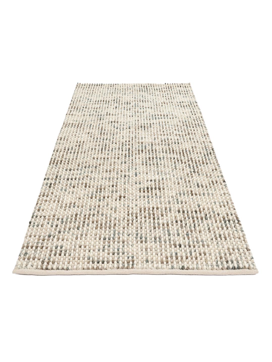 Handgeweven grijze en beige wollen loper
