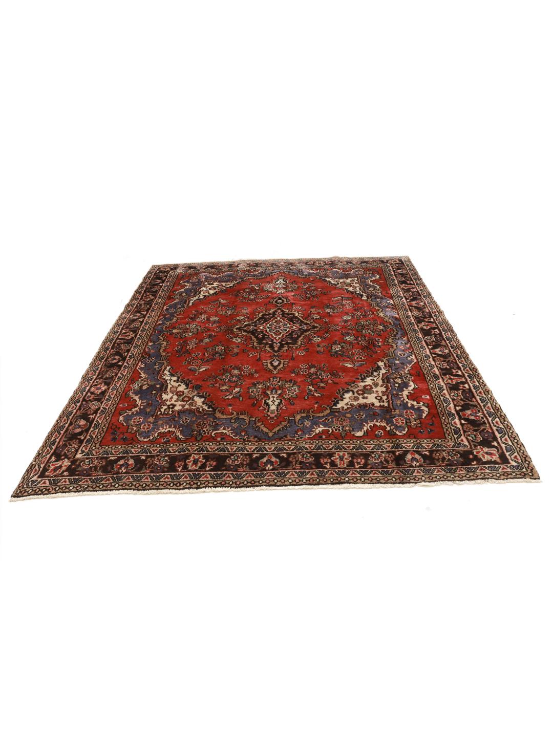 Hand-knotted Hamadan rug in red and blue from the Middle East