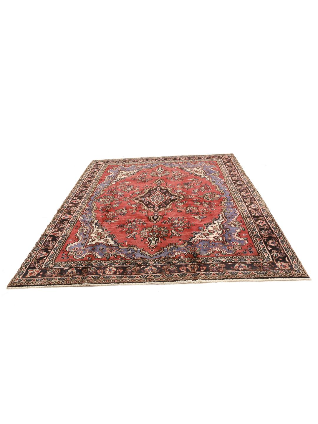 Hand-knotted Hamadan rug in red and blue from the Middle East