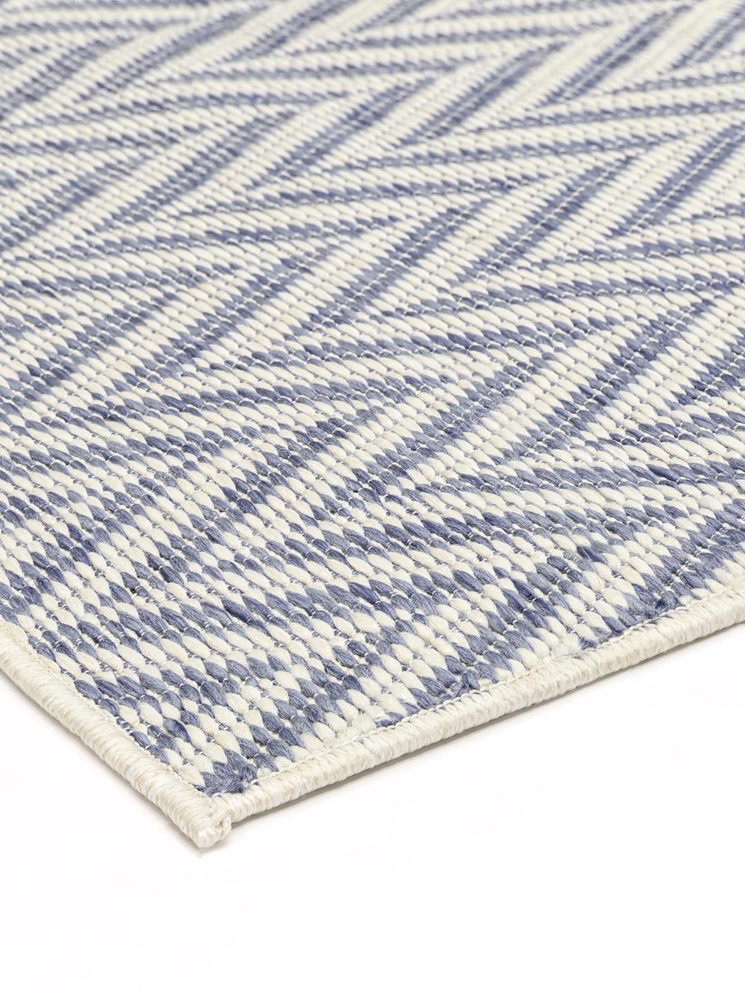 blauwe deurmat met een zigzagpatroon