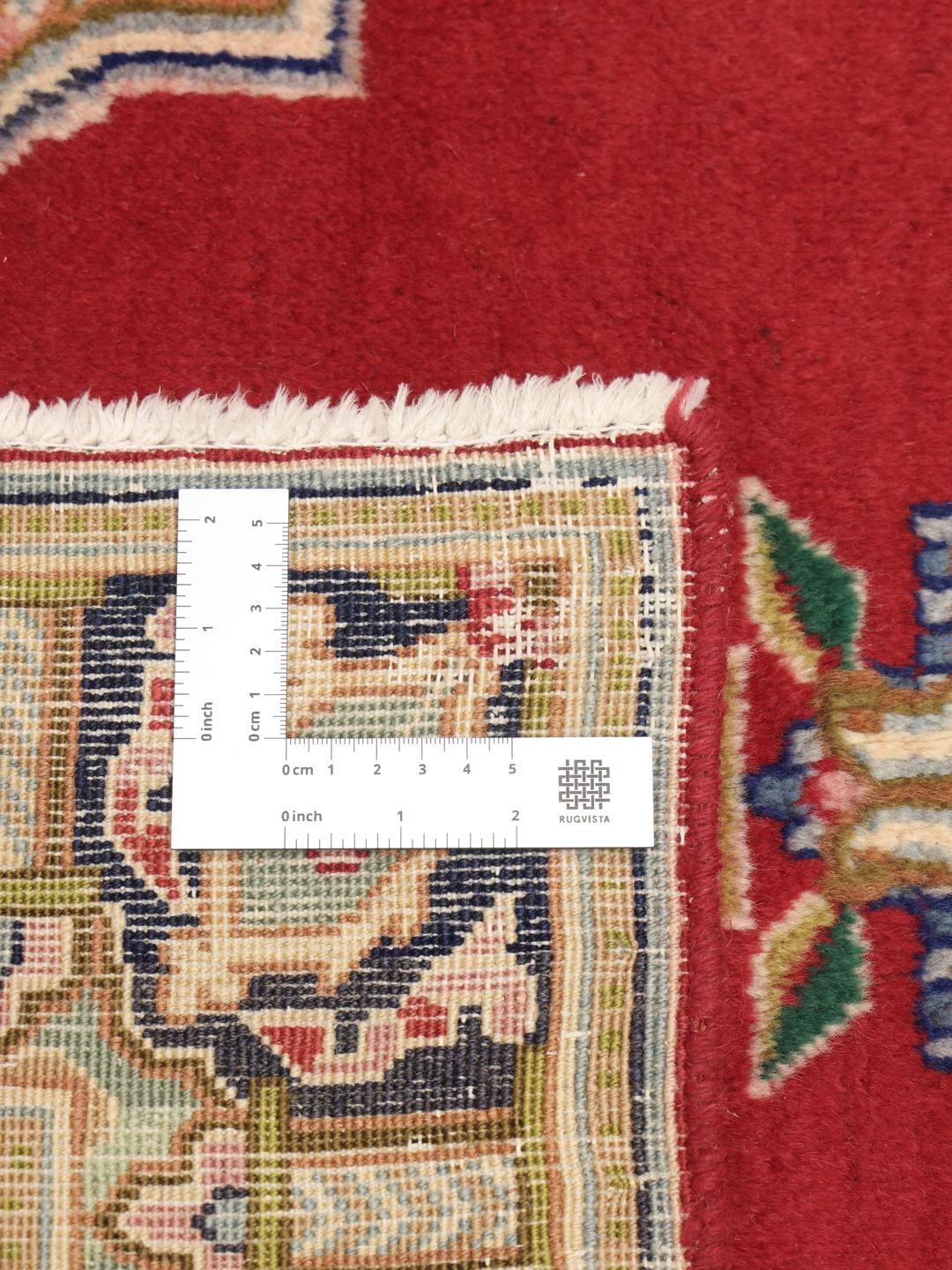 Handgemaakt Kerman-tapijt uit het Midden-Oosten met een rood veld