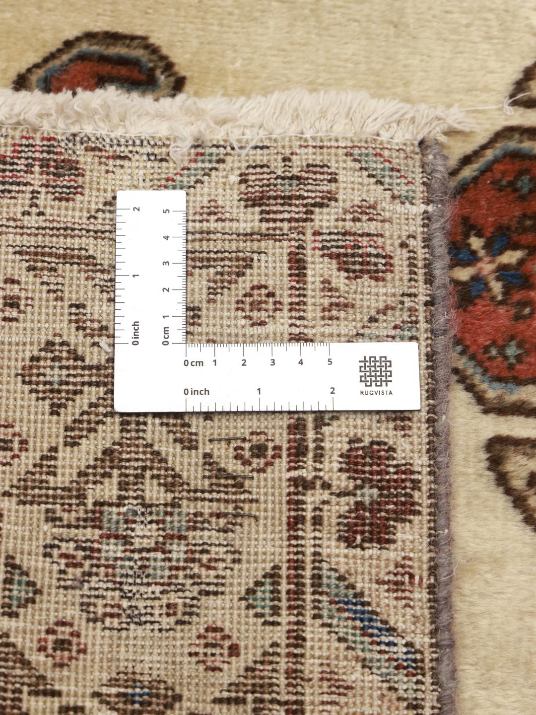 Handgeknoopt beige Tabriz tapijt met decoratief medaillon uit het Midden-Oosten