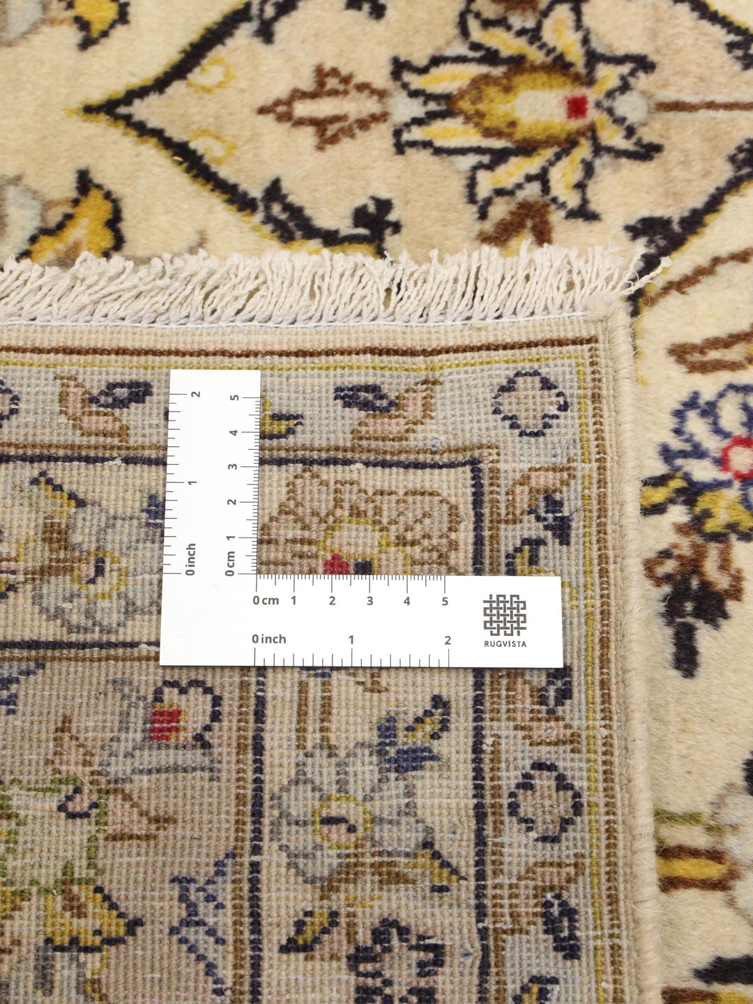 Hand-knotted Keshan rug from the Middle East in beige with floral patterns