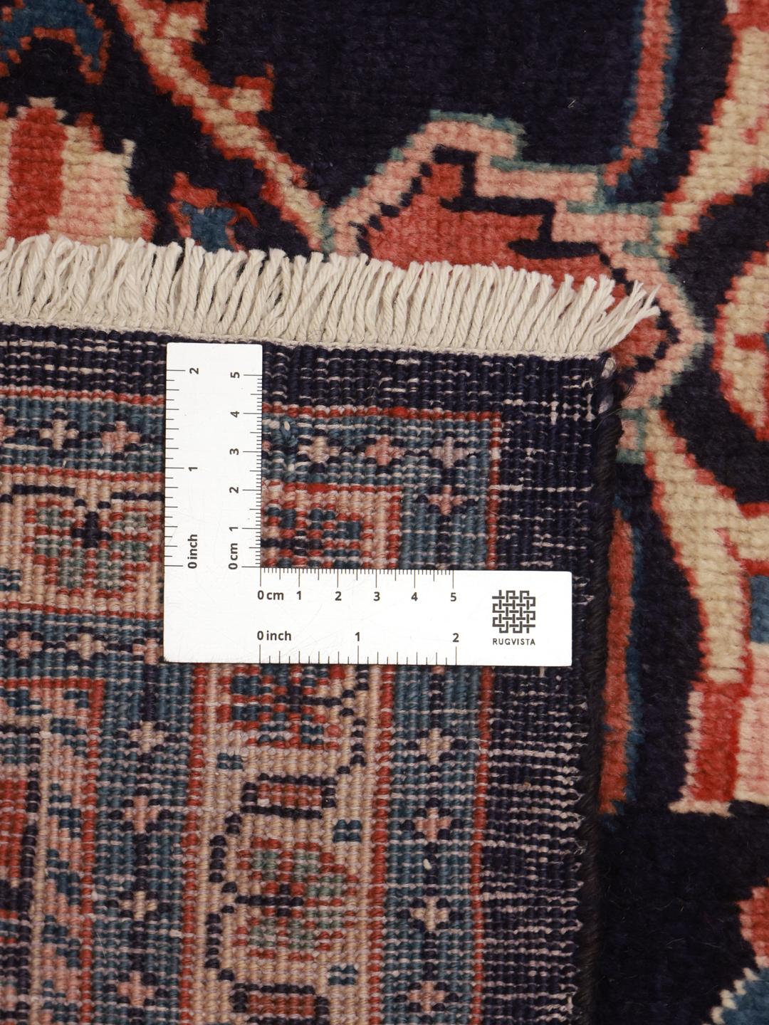 Hand-knotted Middle Eastern Hamadan runner in dark-blue with floral patterns