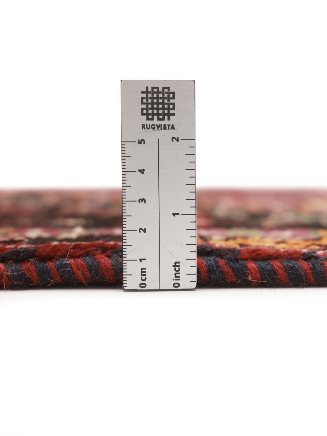 Hand-knotted Shiraz rug from the Middle East in dark-red and multicolour