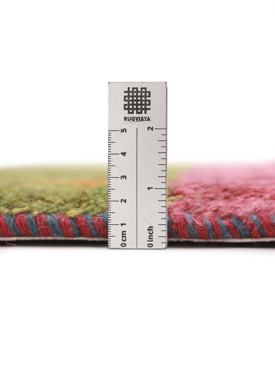 Handgeknoopt Gabbeh-tapijt uit het Midden-Oosten met veelkleurige horizontale strepen