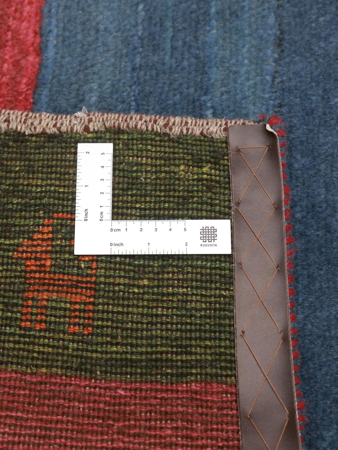 Handgeknoopt Gabbeh-tapijt uit het Midden-Oosten met veelkleurige horizontale strepen