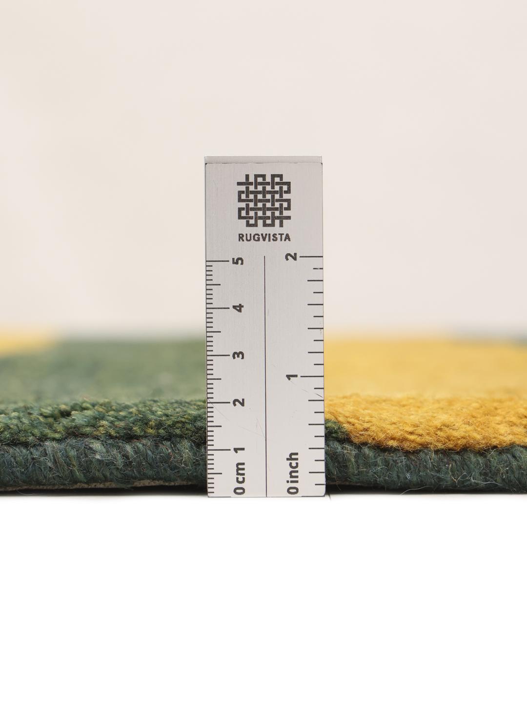 Handgeknoopt Gabbeh Fine vloerkleed met groene en gele strepen uit het Midden-Oosten