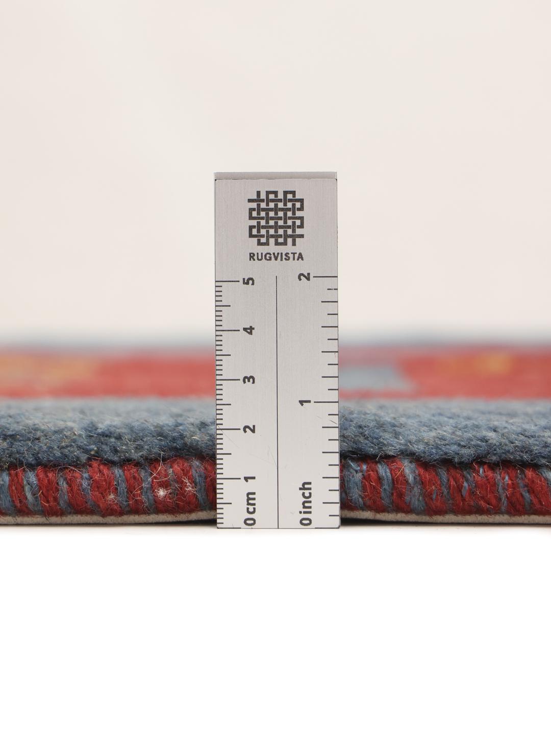 Handgeknoopt Gabbeh-tapijt met diermotieven in rood en blauw uit het Midden-Oosten