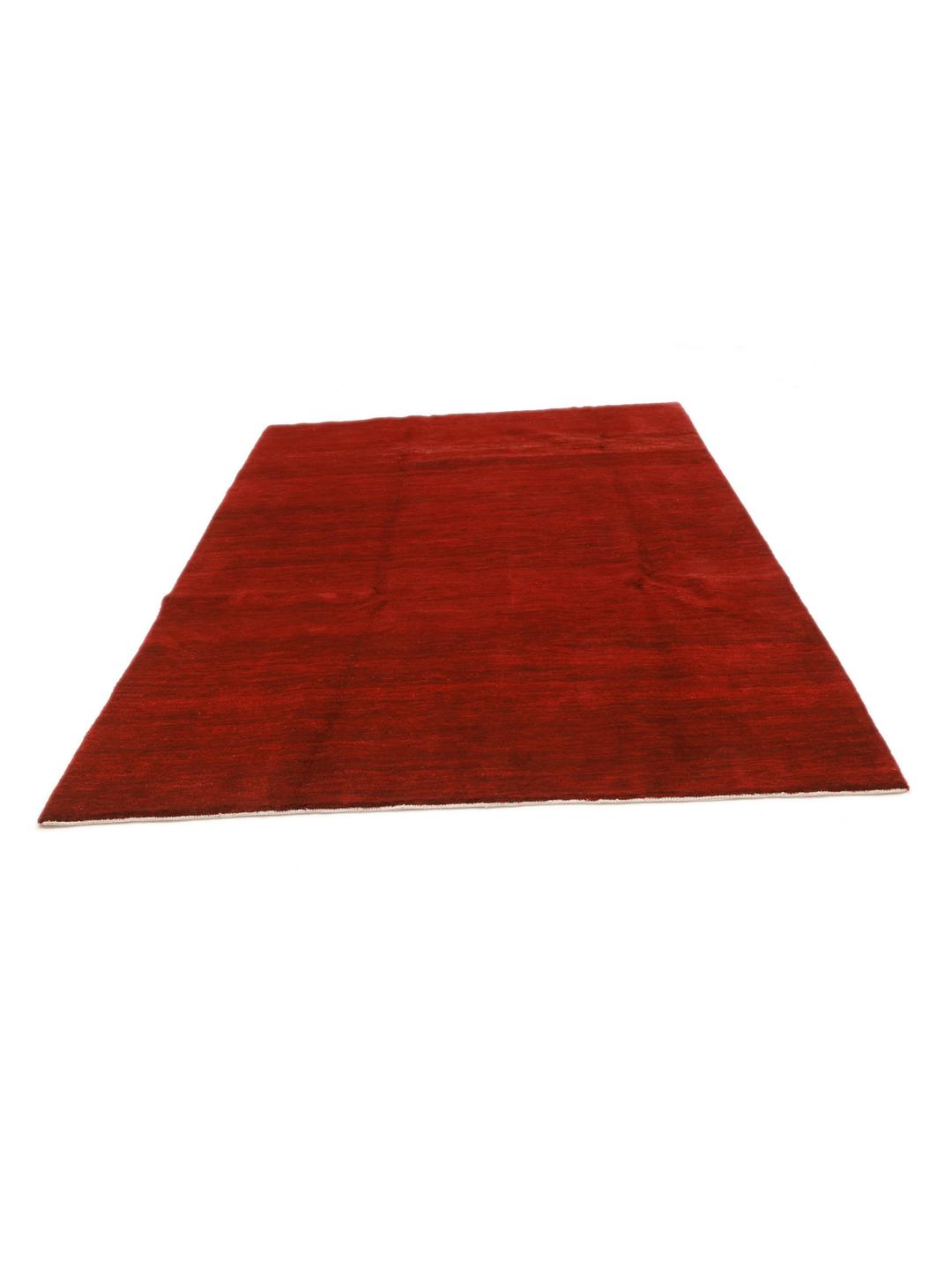 Handgeknoopt rood Loribaft-tapijt met een dichte wollen pool