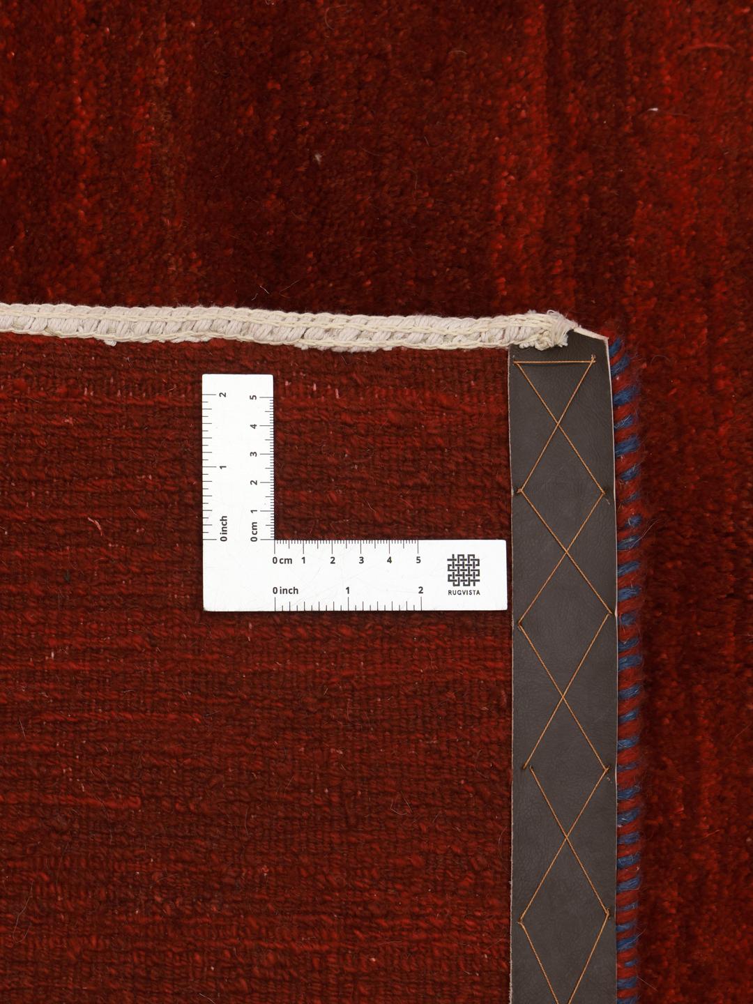Handgeknoopt rood Loribaft-tapijt met een dichte wollen pool