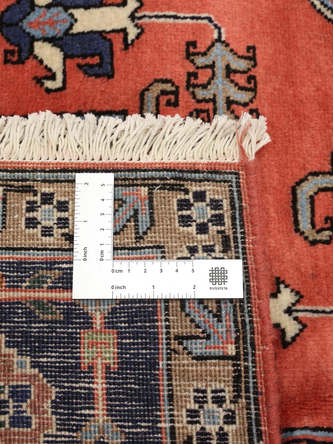 Handgeknoopt Ardebil-tapijt uit het Midden-Oosten met een donkerrood en blauw medaillonpatroon