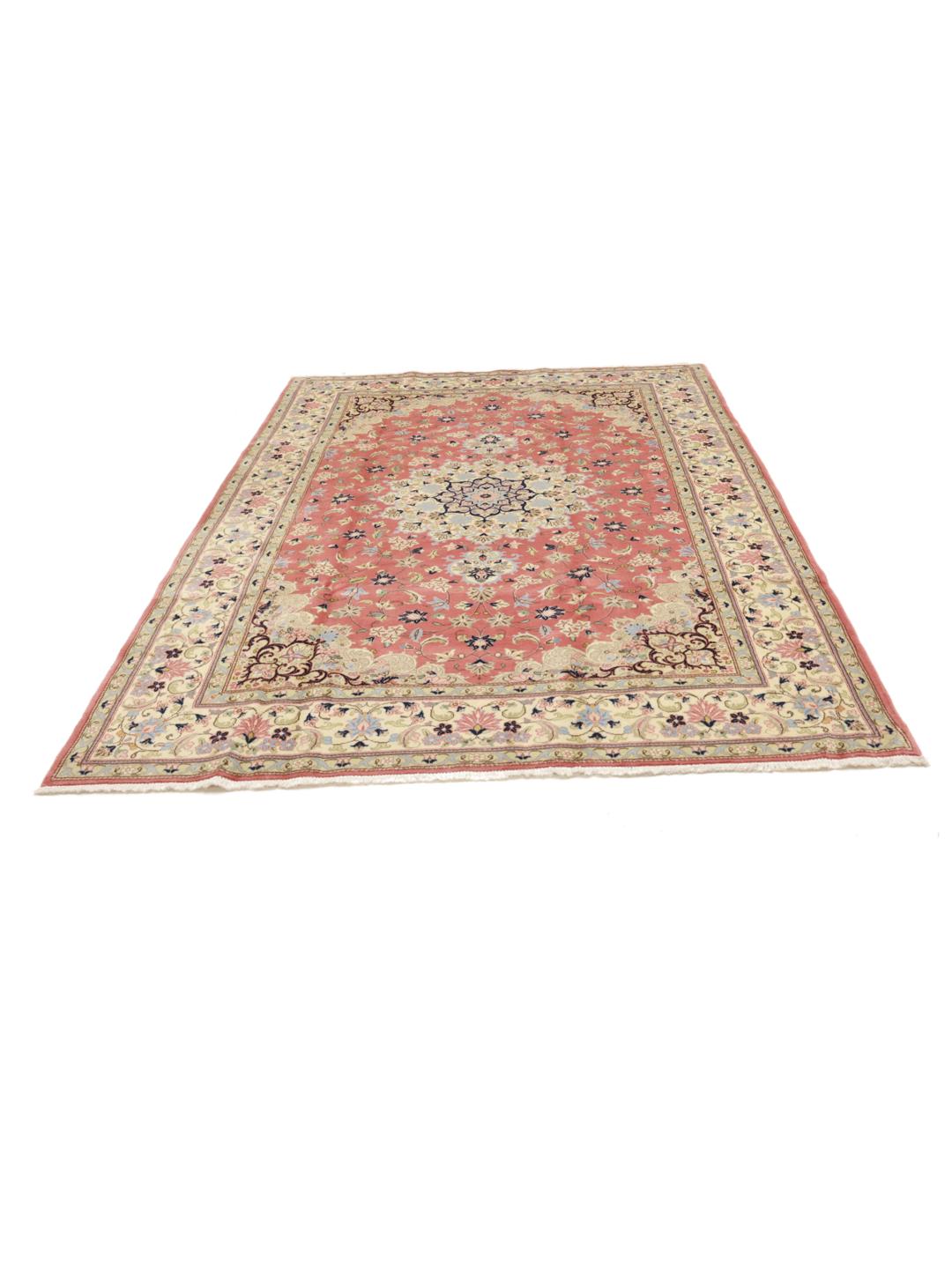 Handgeknoopt Nain vloerkleed in roze en beige