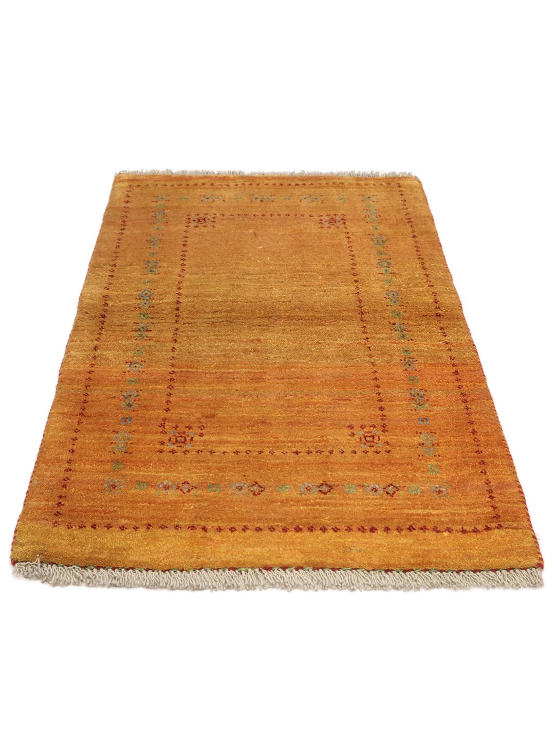 Hand-knotted orange Loribaft rug from the Middle East