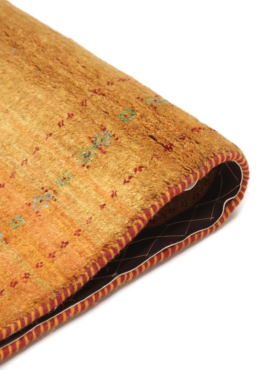 Hand-knotted orange Loribaft rug from the Middle East