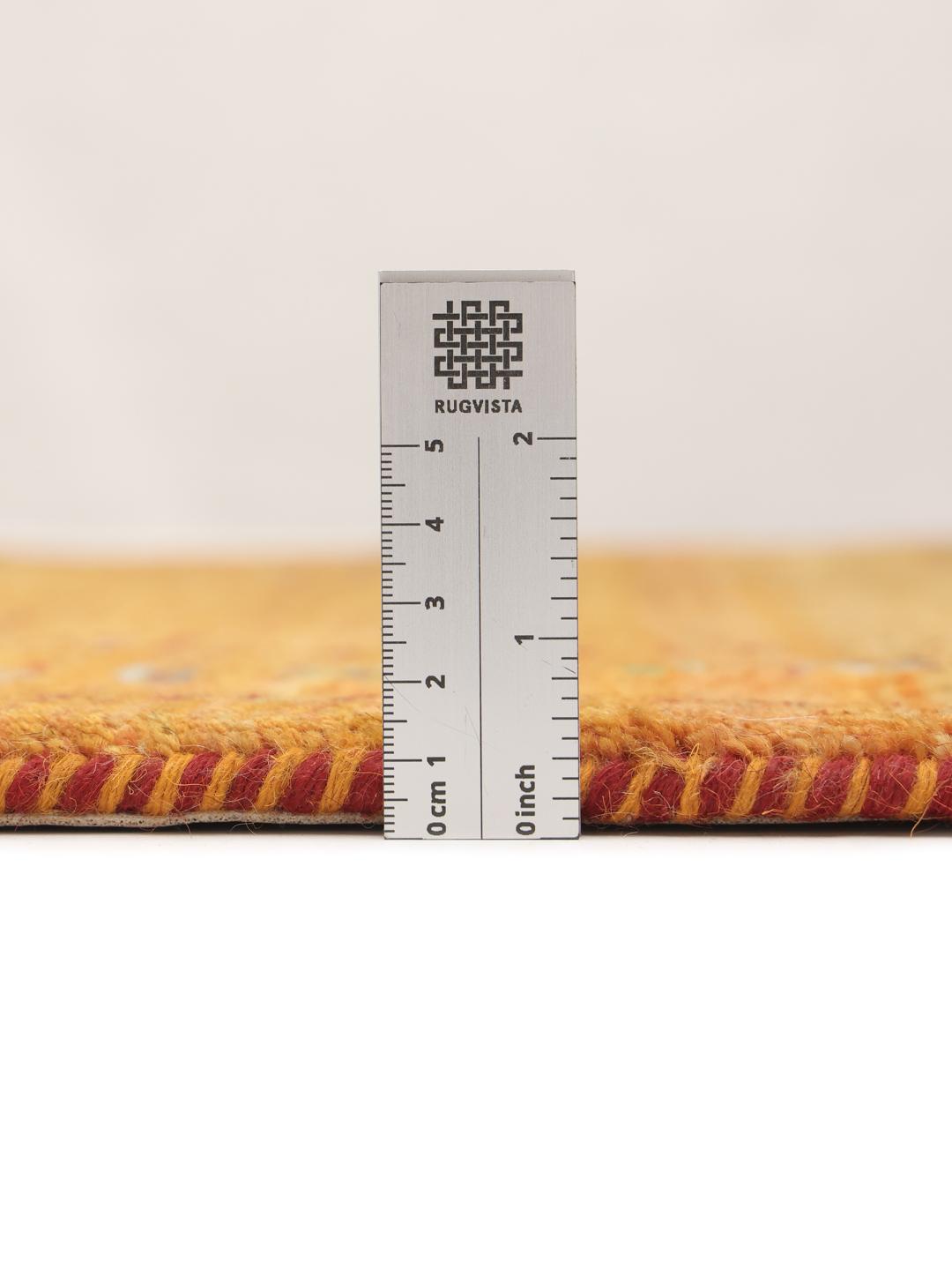 Hand-knotted orange Loribaft rug from the Middle East