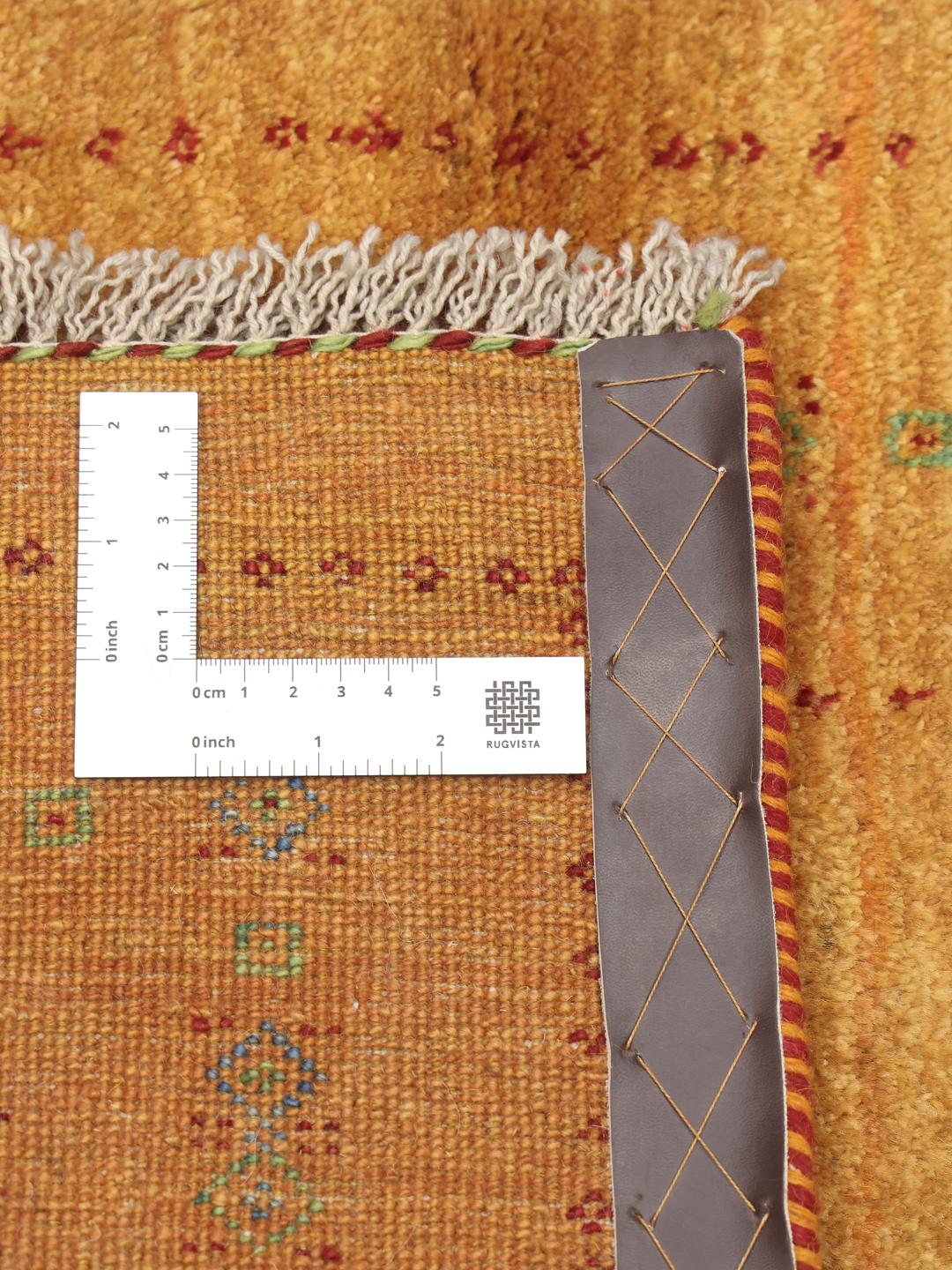 Hand-knotted orange Loribaft rug from the Middle East