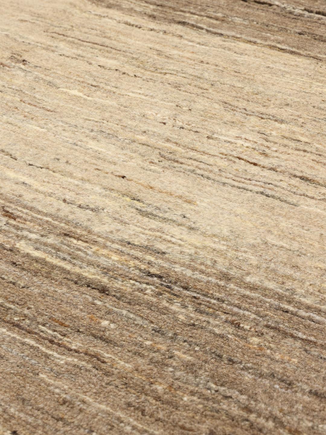 Handgeknoopt Gabbeh-tapijt met bruine en beige strepen uit het Midden-Oosten