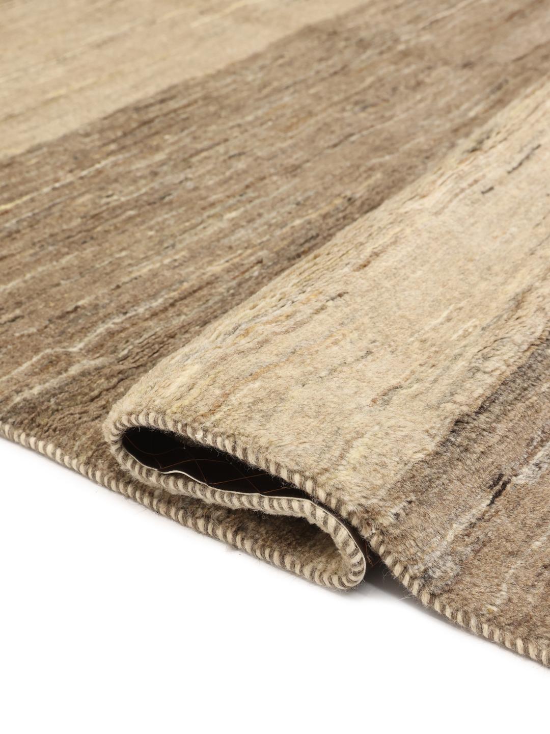 Handgeknoopt Gabbeh-tapijt met bruine en beige strepen uit het Midden-Oosten