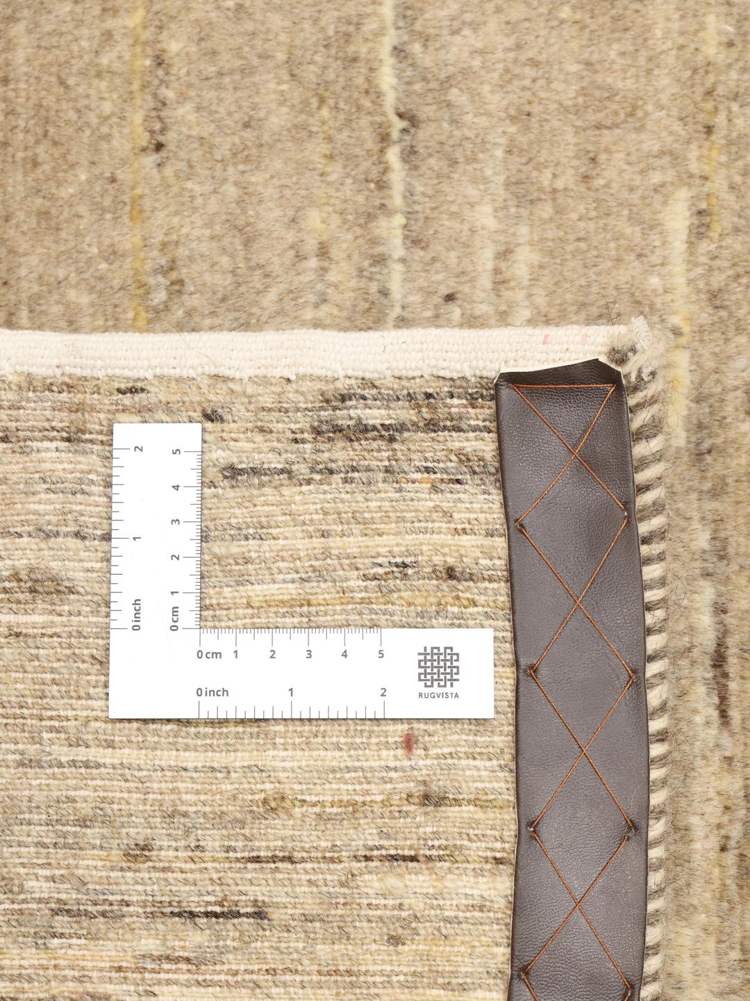 Handgeknoopt Gabbeh-tapijt met bruine en beige strepen uit het Midden-Oosten