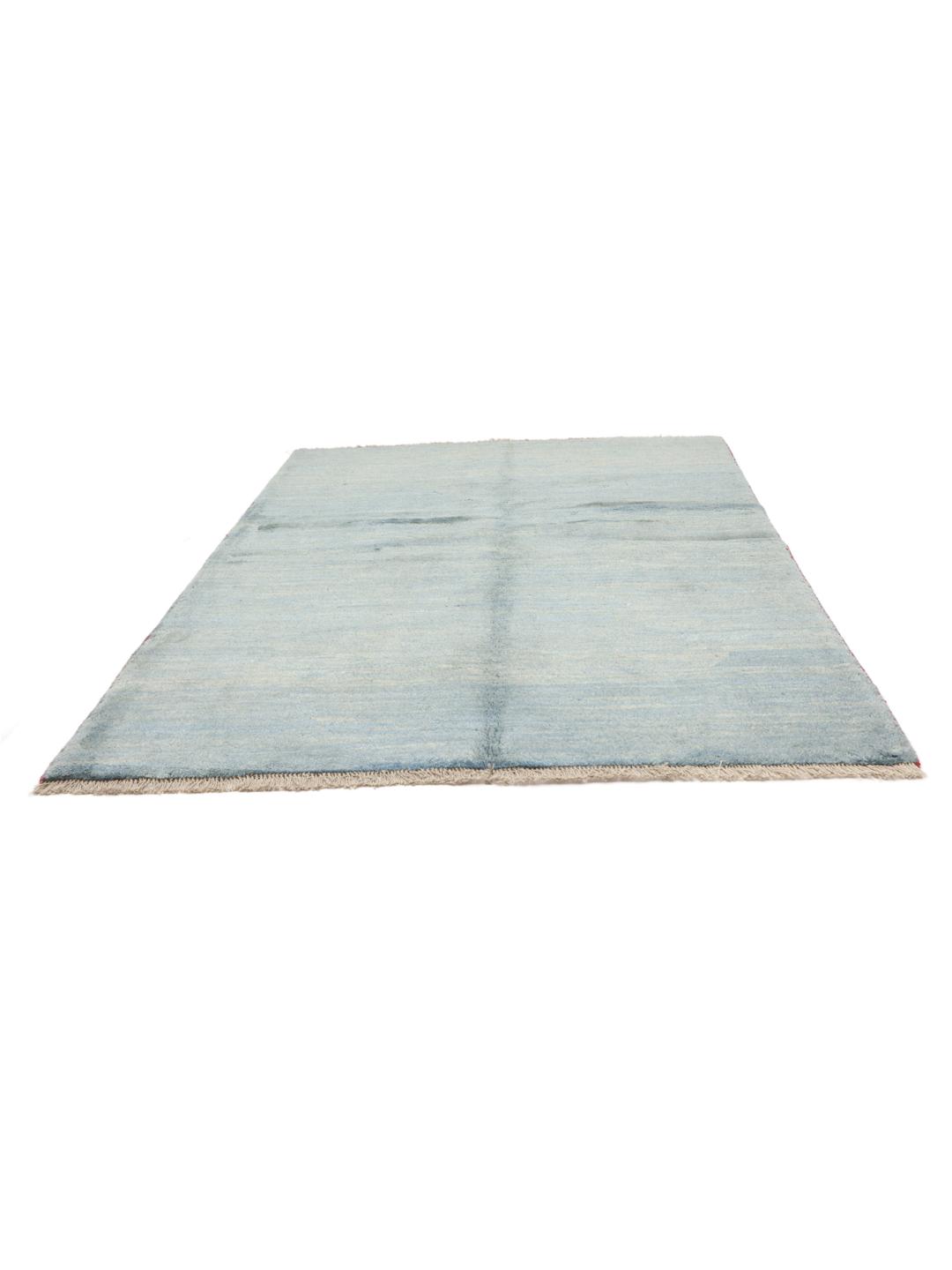 Handgeknoopt blauw Gabbeh Fine tapijt met een zachte, getextureerde wollen pool.
