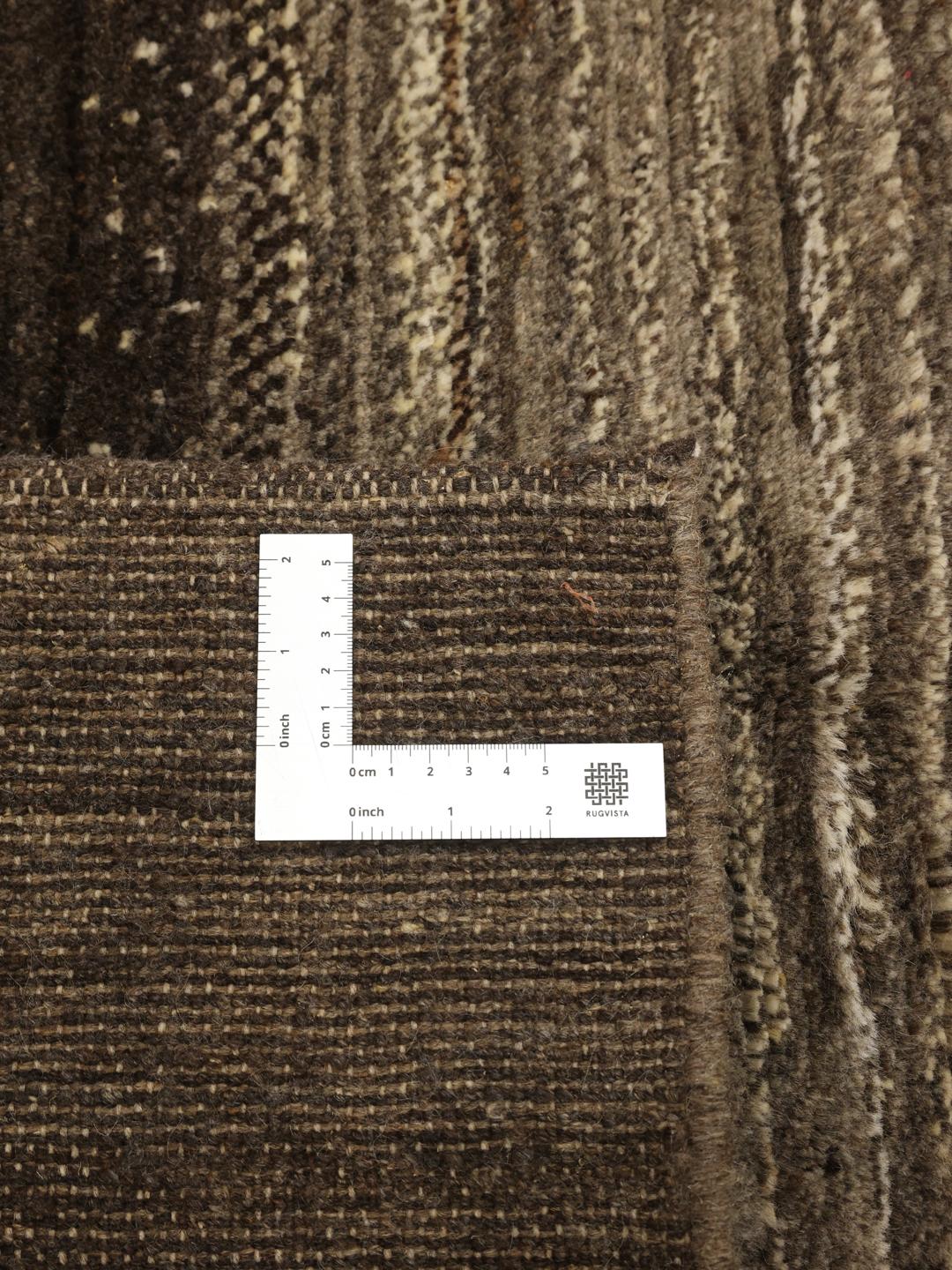 Håndknyttet Gabbeh-tæppe med brunt og beige stribet design fra Mellemøsten